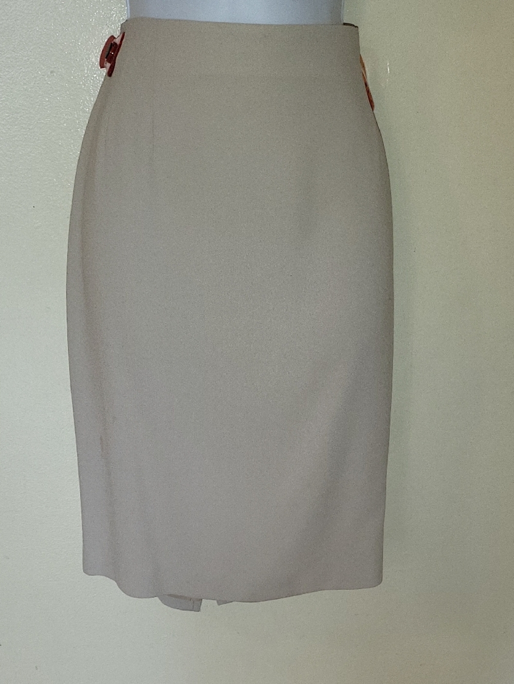Liz Claiborne Beige Pencil Skirt with Side Button Accent